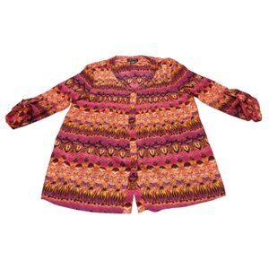 NWT Women's Snap Button Top Roll Tab Sleeves and Accents by Notations Size M